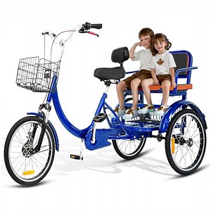 Adult Tricycle 20 Inch for Seniors and Adults, Cuoote Low Step-Through Cruiser Bike with Front and Rear Baskets, Trike for Shopping