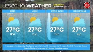 WEATHER FORECAST 🌡🌨☀ SATURDAY 18 JANUARY 2025 Partly cloudy and warm to hot. Wind: Light to moderate south-westerly. #thereporterls #lesothoweather #visitlesotho #lesmet | The Reporter - Lesotho