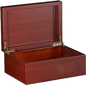 Wooden Storage Box with Hinged Lid, Large Cedar Lidded Wood Decorative Keepsake Boxes for Jewelry, Treasure, Gift, Toys, Home, Memory -11 X 8 X 5 Inch (Brown)