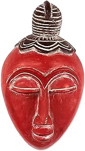 NOVICA Decorative Sese Wood Mask, Red, Baule Ancestor'