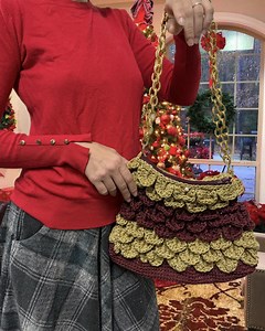 Crochet Crocodile Stitch Bag / Handmade Christmas Tote Bag With Zipper and Gold Chain / Knitted Unique Handbag - Etsy Canada