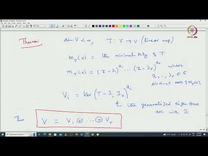 Lec 26 Primary decomposition Theorem and Jordan-Chevalley decomposition.