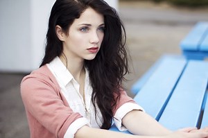 brunette, blue eyes, Emily Rudd, model, actress, women Rare Gallery wallpaper