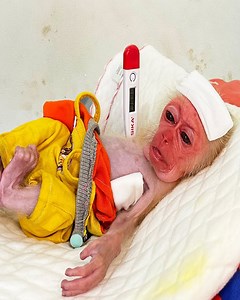 Dad worried taking care of baby monkey sick | Family BiBi