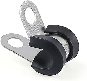 1/4 Inch Cable Clamp 20 Pack, 304 Stainless Steel Rubber Cushion Insulated Pipe Clamps, Metal Clamp, Cable Holder, Tube Clamps for Pipe or Wire Management