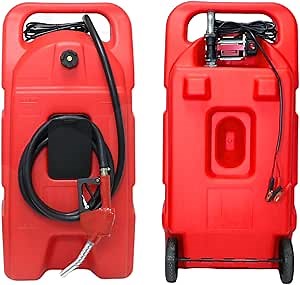 34 Gallon Portable Fuel Caddy with 12V Transfer Pump, Large Capacity 6.6 Foot Long Hose with Fuel Dispenser Nozzle, 4.5 Gal/min for Diesel