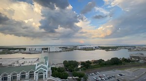 Cumulonimbus, downpours, rainbows, anti-crepuscular rays and tinted clouds, all in an hour of timelapse over #mobilealabama Bay and Causeway. | Alan Sealls Weather