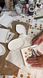 Bisque trays from DT embellished so far with Essential Stencil rub on transfers to make trinket holders #Spring2025 #springvibes #madewithloveandcare #dowhatyoulove #rubontransfers #essentialstencil #everythingsforsale #craftingfun #makesomeonesmile #makesmehappy #dowhatmakesyouhappy #makesomething #diyfun #repurposed #makingmyown #whatcanimakeforyou #decorateyourhome #madewithlove | Bepainting with Becca