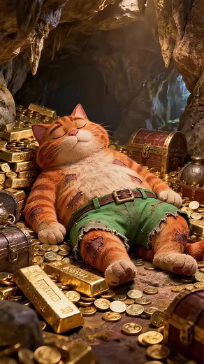 Fat Orange Cat Cartoon — Funny Chubby Ginger Kitty Video