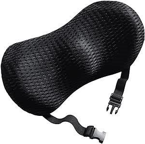 Memory Foam Lumbar Support Pillow for Office Chair Car,Lumbar Roll Back Support Pillow for Lower Back Pain Relief, Ergonomic Lumbar Back Cushion with Adjustable Strap and Removable Washable (Black)