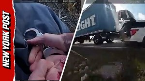 Watch moment beer truck slams into deputy's car after 2-county chase