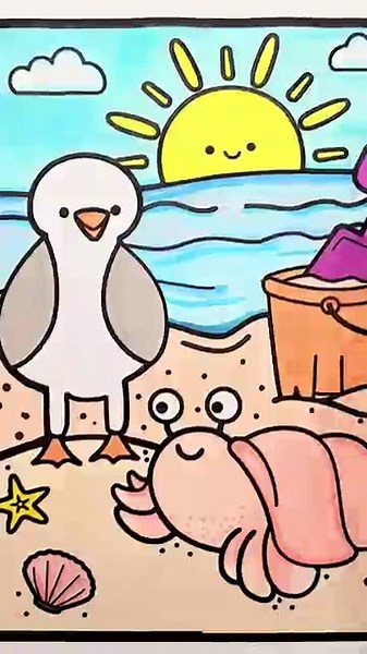 COLORING a SUMMER Beach- July Coloring Stuff #coloring #summer #beach ##summervibes #beachlife