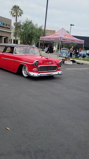 This beautiful 55 red and black custom Nomad was looking fine @qruisinpch recently. Don't see too many custom Nomads, but based on this build, we need more. Well done @tony_gomez36, well done! #trifive #trifivechevy #trifive #55chevy #nomad #chevynomad #wagon #protouring #classicar #classicsdaily #restomod #musclecarsdaily #musclecar #streetbeast #streetrod #hotrod #slammed #bagged #chevyperformance | So Cal Classic Car Storage
