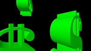 Falling Dollar Green Sign 3d Transparent Background Motion Graphics Loop