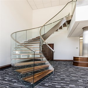 [Hot Item] Modern U Channel Stainless Steel Beam Glass Spiral Stair