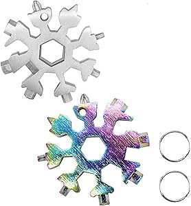 Snowflake Multitool Stainless Steel Combination Tools Screwdriver for Outdoor Travel Camping Daily Tool Gifts for Mens (Silver&Multi)