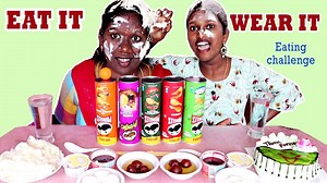 EAT IT OR WEAR IT CHALLENGE IN TAMIL FOODIES DIVYA AND ANUSHYA | Tamil Foodies