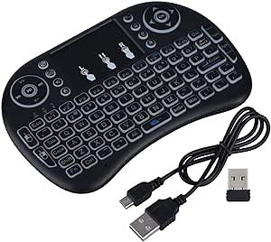 Keyboard, 2.4GHz Mini Wireless Keyboard Air Mouse Handheld Touchpad LED Backlight QWERTY Keyboard with 360-degree Flip Design for Windows, Android
