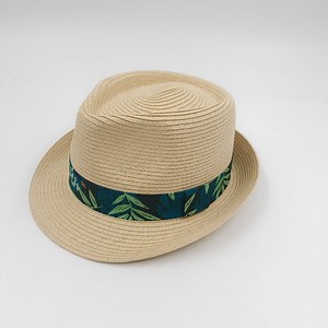 [Hot Item] Tropic Band Paper Straw Classic Trilby Short Brim Sun Fedora Men Hat