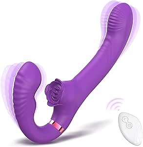 Strapless Strap On G-Spot Dildo Vibrator, Double Ended Wearable Stimulation with 10 Vibrating Modes & Remote Control, Anti-Slip Silicone Realistic Butt Plug, Adult Sex Toy for Women Couple Lesbian