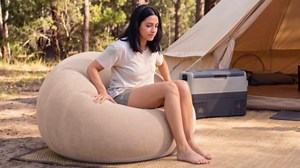 Realspring Inflatable Bean Bag Chairs Outdoor Blow up Camping Chairs Inflatable Lazy Sofa Folding Portable Bean Bag Loungers Couch for Movie Night(Coffee,Blue,Red,6 Pcs)