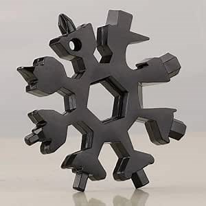 18-in-1 Snowflake keychain multi-tool Screwdriver, Stainless Steel Die Casting 18-1 Multitool Snow Tool (Black)
