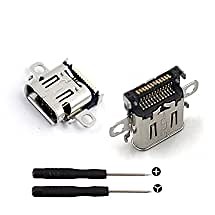 Komsunma USB C Charging Port Replacement for Nintend Switch NS Switch Console Type C Charging Port with Repair Tool Kit(2pcs)