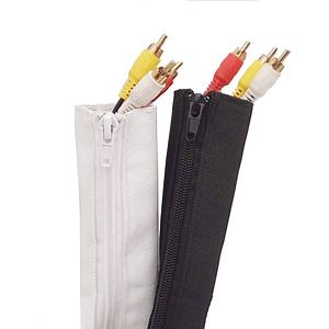 [Hot Item] White Reusable Cable Sock Sleeving with Zipper for Office and Home Cable Management