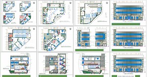 Bank Project, Storey, sections, elevations DWG