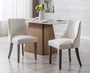 Guyou Dining Chairs Set of 2, Mid Century Modern Linen Upholstered Farmhouse Side Chairs with Nailhead and High Back for Kitchen Restaurant, Cream - Walmart.com