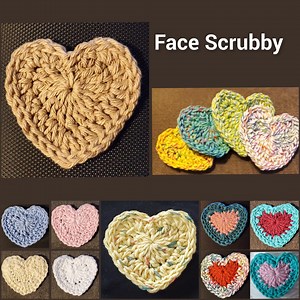 Valentine Face Cloth Cotton Reuseable 2.5" Crocheted Heart Scrubby - Etsy