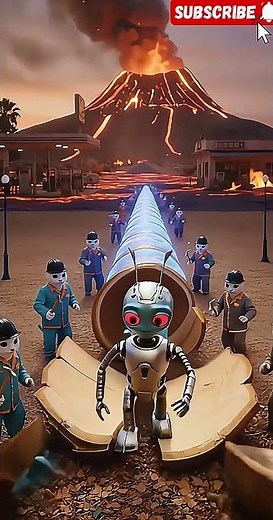 "Mini Alien Robot Awakens Inside Fiery Volcano | Ultra Realistic 8K Pixar-Style CGI Scene"