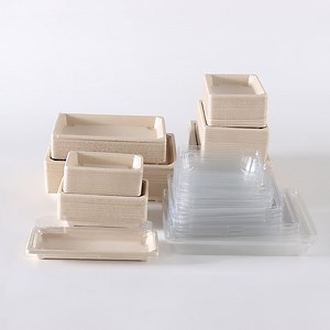 [Hot Item] Sushi Containers Biodegradable Tableware Takeout Food Containers Disposable Tableware Bagasse 100% Compostable Pulp Tableware