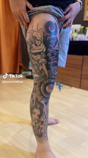 Japanese Oriental Full Leg Tattoo Designs
