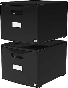 Storex Single Drawer Mini File Cabinet with Lock, Legal/Letter, Black (STX61260B02C)