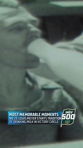 We’re counting down the 25 most memorable #Indy500 moments! No. 23: Louis Meyer's milk! In 1936, Louis Meyer won his third Indianapolis 500 and was handed buttermilk in victory circle, kicking off a lasting tradition. | INDYCAR on FOX