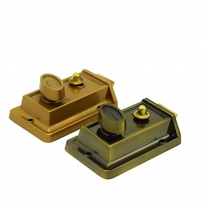 [Hot Item] Night Latch Deadbolt Rim Lock, Brass Cylinder Antique Locks with Keys for Front Door, Gold Finish