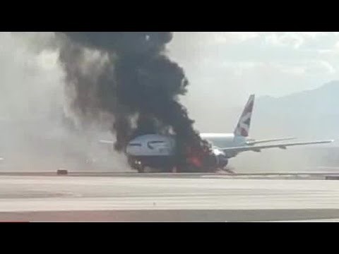 Plane catches fire on Las Vegas runway