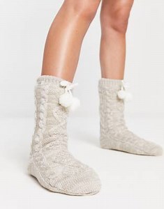 UGG Pom fleece lined socks in stone | ASOS