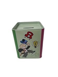 [Hot Item] Square Metal Tin Piggy Bank Custom Printed Coin Box Money Tin Can Coin Bank Tin Box