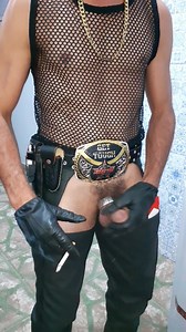 Cowboy with new chaps leather smoking marlboro red...