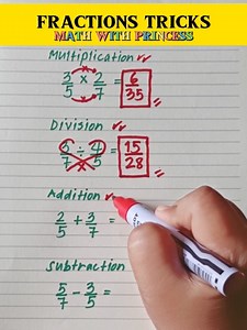 Multiplying, Dividing, Adding and Subtracting Proper Fractions #math #mathwithprincess #mathviral #mathlessons #mathematics #mathreview #fractionstricks | Math with Princess