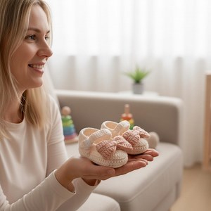 Handmade Crochet Baby Booties – Pink Bow Knit Shoes – Soft Infant Girl Booties for Baby Shower and Photography - Etsy Canada