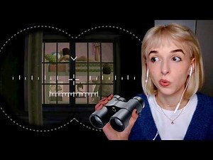 looking through people's windows at night with binoculars