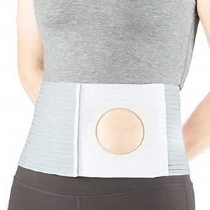 REAQER Adjustable Ostomy Hernia Belt (Hole 3.14") Unisex Stoma Support with Stoma Opening for Colostomy Bag to Prevent Parastomal Hernia