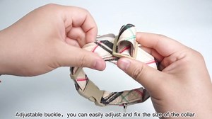 Dog Collar and Leash Set for Small Dogs, Adjustable Soft Puppy Collar with Quick Release Buckle, 5FT Heavy Duty Nylon Matching Leash for Boy Girl Chihuahua, Yorki, Bulldog, Beige XS