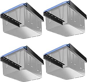 Tandefio 4 Sets Overhead Garage Storage Rack Ceiling Racks, Bin Organization System for 4 Bins,heavy Duty Metal Rack Ceiling Garage Storage Bracket Organization for Supports Most Bins Container, Black