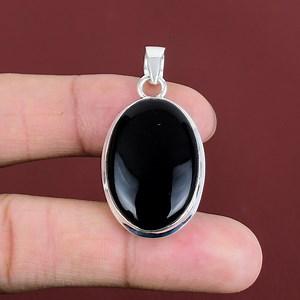 Handmade Oval Black Onyx Pendant: 925 Sterling Silver - Etsy