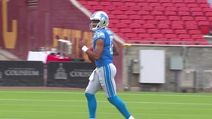 Lions QB Hendon Hooker moved around and threw passes for the cameras at the annual NFLPA Panini America Rookie Premiere | Brad Galli WXYZ
