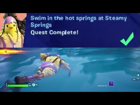 Swim in the hot springs at Steamy Springs Fortnite
